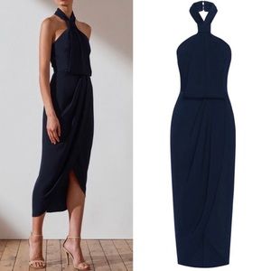 Shona Joy Core Knot Draped Dress in Navy Size 4